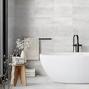 Mosaïque murale en grès cérame émaillé blanc mat L.30 x L.30 cm x ép.7,4 mm, Upper