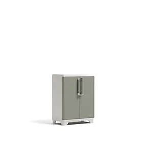 Armoire de garage basse grise en polypropylène l.68 x H.90 x P.39 cm Keter Linea Wood