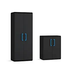 2 Armoires de garage haute et basse noir et bleu l.68 x H.166 x P.39 cm + basse l.68 x H.83 x P.39 cm Keter Quadra