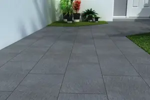 Carrelage de sol extérieur "Lavagna" gris anthracite - l. 30 x L. 60,2 cm