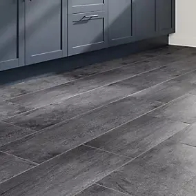 Carrelage sol et mur intérieur anthracite effet pierre L.60 x l.30 cm x ép.9,5 mm, Oikos