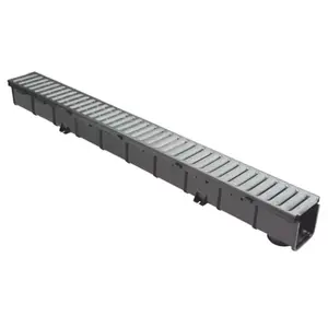 Lot de 3 caniveaux à grille gris galvanisé A15