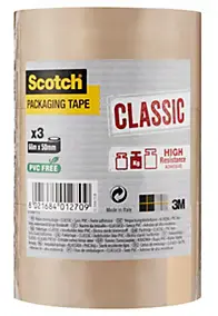 Adhésif d'emballage Scotch 50 mm x 66 m - 3 rouleaux