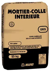 Mortier colle gris pour carrelage - 25 kg