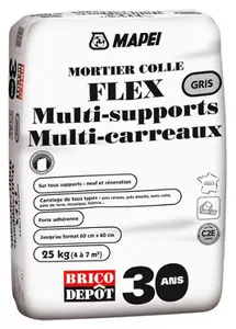 Mortier-colle Flex multi-supports gris - Sac de 25 kg