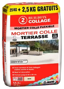 Mortier colle flexible terrasse beige - sac 25 + 2,5KG