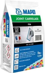Joint carrelage fin gris argent 111 intérieur sol et mur 5 kg