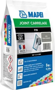 Joint carrelage fin gris ciment 113 intérieur sol et mur 5 kg