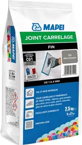 Joint carrelage fin gris ciment 113 intérieur sol et mur 2,5 kg