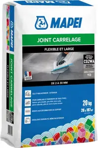 Joint carrelage flexible et large gris ciment 113 intérieur et extérieur 20 kg