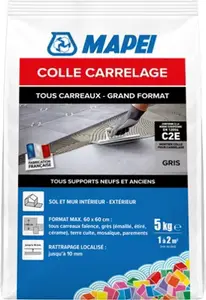 Mortier-colle carrelage grand format gris intérieur et extérieur 5 kg
