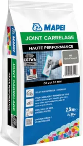 Joint carrelage haute performance gris ciment 113 intérieur et extérieur 2,5 kg
