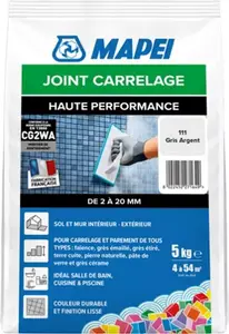 Joint carrelage haute performance gris argent 111 intérieur et extérieur 5 kg