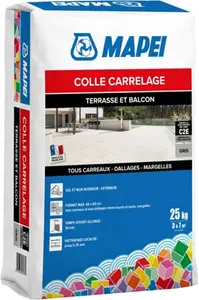 Mortier-colle carrelage terrasse et balcon gris sol et mur 25 kg
