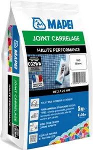 Joint carrelage haute performance blanc 100 intérieur et extérieur 5 kg