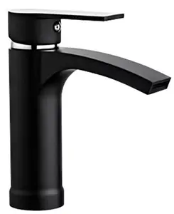 Mitigeur lavabo CASCADIX noir mat avec bonde clic-clac, H. 16,5 cm