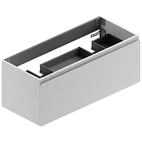 Meuble sous vasque suspendu blanc mat l.120 x H.46,5 x P.50,5 cm, pour double vasque, Pura+