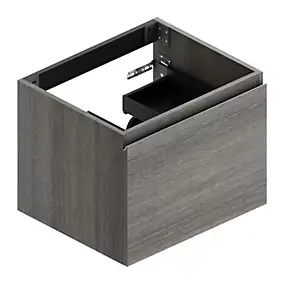 Meuble sous vasque suspendu effet chêne Metz l.60 x H.46,5 x P.50,5 cm, pour plan simple vasque, Pura+