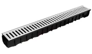Lot de 3 caniveaux polypropylène et grille acier galvanisé - L. 1 mètre