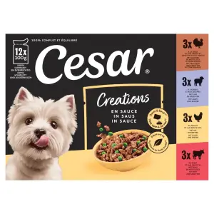 CESAR Sachets repas sélection en sauce pour chien 12 sachets 12x100g