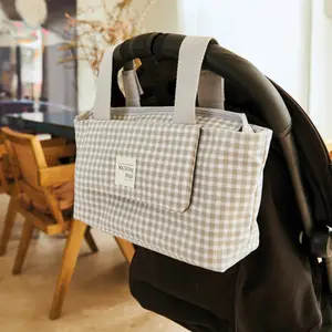Sac à poussette I love vichy gris