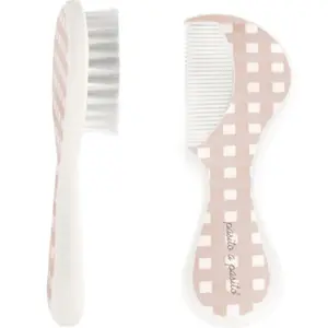 Brosse et peigne carrés Vichy rose