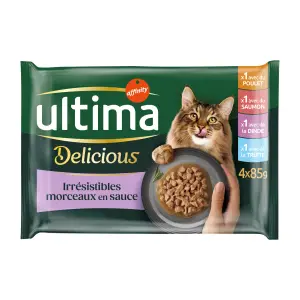 ULTIMA Sachets repas viandes et poissons pour chat adulte stérilisé 4 sachets 4x85g