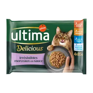 ULTIMA Sachets repas viandes et poissons chat adulte stérilité 4 sachets 4x85g