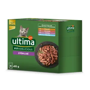 ULTIMA Sachets repas viandes et poissons pour chat adulte stérilisé 8 sachets 8x85g