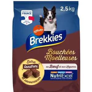 BREKKIES Croquettes bouchées moelleuses au bouef et légumes pour moyen et grand chien 2.5kg