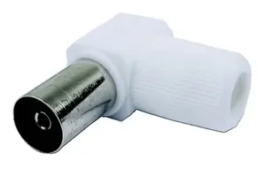 Fiche TV coudée femelle pour branchement câble coaxial sur récepteur/antenne TNT Ø 9,52 mm