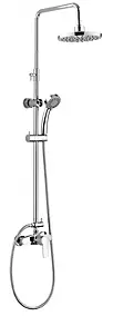 Colonne de douche mécanique avec pommeau + douchette 3 jets + flexible + barre réglable, chrome, Edouard Rousseau Shenti