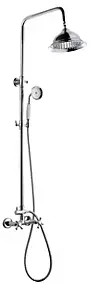 Colonne de douche mécanique avec pommeau + douchette 1 jet + flexible + barre réglable, Chrome, Edouard Rousseau Retro