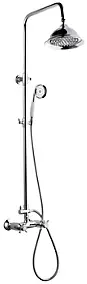 Colonne de douche thermostatique avec pommeau + douchette 1 jet + flexible + barre réglable, chrome, Edouard Rousseau Retro