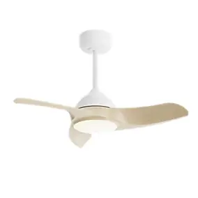 Ventilateur de plafond avec éclairage LED effet bois clair Ø.76 cm Sulion - télécommande incluse