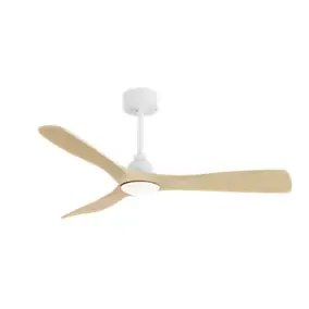 Ventilateur de plafond avec éclairage LED IP44 effet bois clair Ø.122 cm Sulion - télécommande incluse