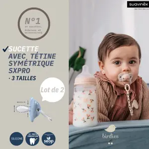 Lot de 2 sucettes symétriques SXPro Birdies Beige (6-18 mois)