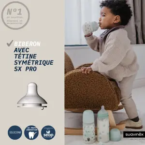 Biberon en verre tétine SXPro Xs Birdies Rose (120Ml)