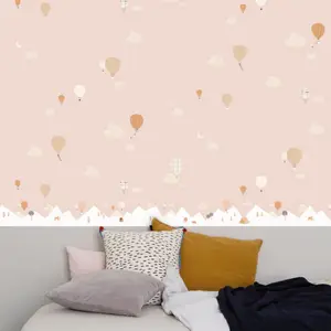 Papier peint intissé Montgolfière rose (10 m)
