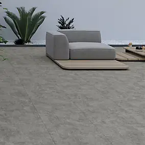 Carrelage sol extérieur en grès cérame émaillé effet béton gris anthracite l.60 x L.60 x ép. 0.9cm Bauha