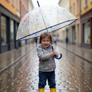 Parapluie cloche transparent Gouttes en ciel (87 cm)