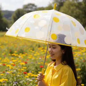 Parapluie cloche transparent Soleils en ciel (68 cm)