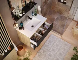 Ensemble meuble, vasque et miroir "Milenio" 80 cm