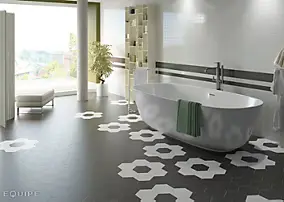 Carrelage sol et mur intérieur hexagonal uni noir mat L.20 x l.17,5 cm x ép.8 mm, Hexa