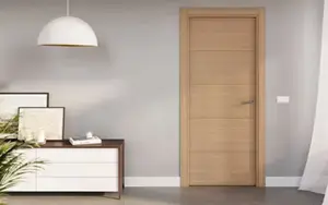 Porte interieur pleine MDF plaqué chêne miel poussant droit - 204 x 83 cm