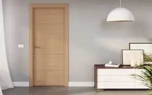 Porte interieur pleine MDF plaqué chêne miel poussant gauche - 204 x 83 cm
