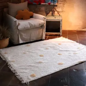 Tapis lavable Hippy Dots natural miel (120 x 160 cm)