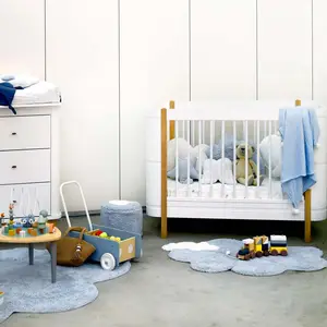 Tapis lavable en coton naturel nuage Mini Dream bleu clair (70 x 100 cm)