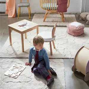 Tapis lavable RugCycled® Clouds en coton naturel (90 x 130 cm)