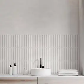 Faïence murale intérieur effet pierre blanc mat L.90 x l.30 cm x ép.8,7 mm, Astor